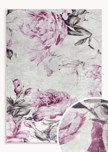 Dywan 80x140 Lotus Kwiaty różowy/kremowy nowoczesny