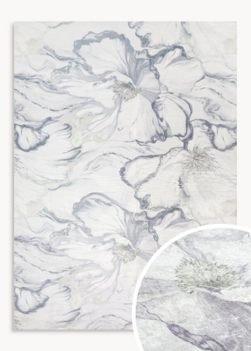 Dywan 50x80 Lotus Kwiaty szary/kremowy nowoczesny 