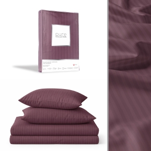 Pościel Adamaszek 140x200 Gładka Satynowa w Pasy Premium Róż Antyczny 