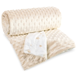 Kocyk dziecięcy 110x140 Pierre Cardin Gwiazdki/Wypustki beżowy dwustronny 200g  