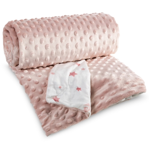 Kocyk dziecięcy 110x140 Pierre Cardin Gwiazdki/Wypustki różowy dwustronny 200g  