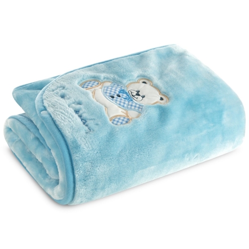 Kocyk dziecięcy 80x90 Pierre Cardin Misie niebieski 600g  