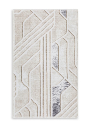 Dywan 80x140 Print 2 Pasy beżowy/szary nowoczesny  