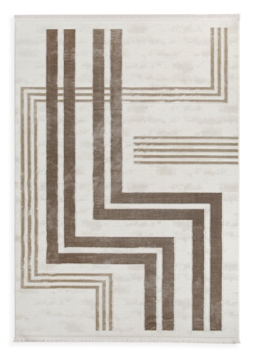 Dywan 200x290 Aura 10 Geometryczny Pasy Nowoczesny biały / brązowy 