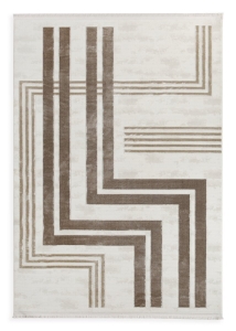 Dywan 120x170 Aura 10 Geometryczny Pasy Nowoczesny biały / brązowy  