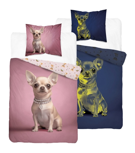 Pościel Świecąca w ciemności 140x200 Piesek Chihuahua Princess