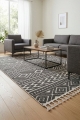 Dywan 80x200 Linea 1 Boho Ciemnoszary Kremowy  