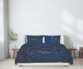 Pościel Satyna Bawełniana PRESTIGE 160x200 Kwiaty na granacie
