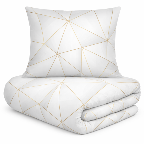 Pościel Satyna Bawełniana PRESTIGE 160x200 Geometryczna na jasnym tle 