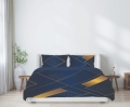 Pościel Satyna Bawełniana PRESTIGE 160x200 Geometryczna granatowa