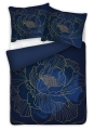 Pościel Satyna Bawełniana PRESTIGE 140x200 Kwiaty na granacie 