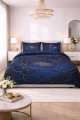 Pościel Satyna Bawełniana PRESTIGE 140x200 Kwiaty na granacie 