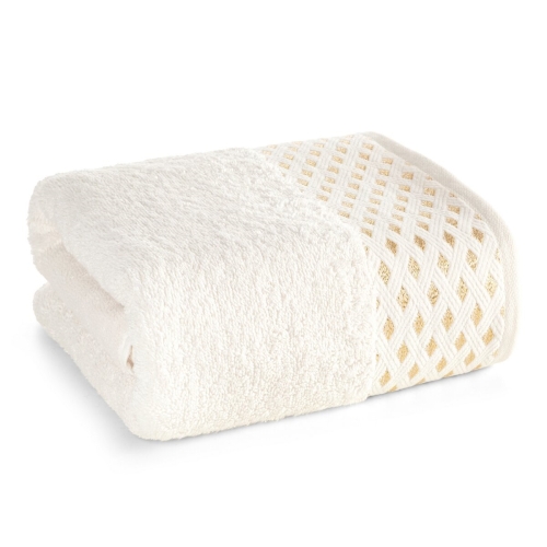 Ręcznik 70x140 Luiza kremowy / złoty Premium bawełna 500g   