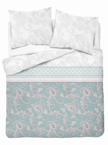 Pościel Flanelowa 220x200 Turkus Mięta Jasna  