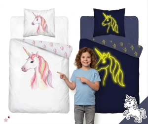 Pościel Świecąca w ciemności 160x200 Jednorożec Unicorn 