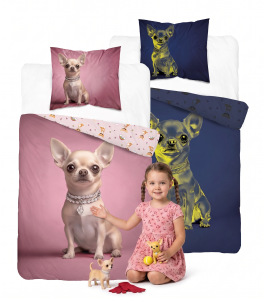 Pościel Świecąca w ciemności 140x200 Piesek Chihuahua Princess