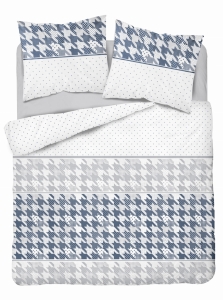 Pościel Flanelowa 220x200 Granat Popiel wzór 