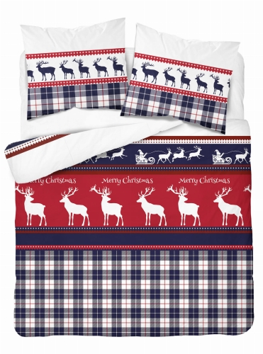 Pościel Flanelowa 220x200 ŚWIĄTECZNA  Renifer 