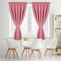Zasłona gotowa na taśmie POLINA 140x180 Kratka biało czerwona