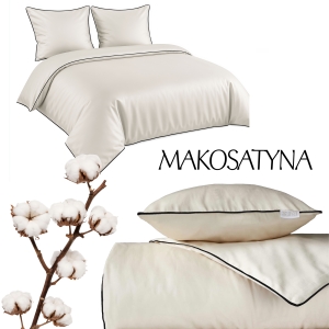 Pościel Pure z Makosatyny bawełnianej 140x200 Kremowa Ekri Premium   