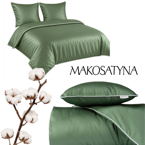 Pościel Pure z Makosatyny bawełnianej 140x200 Zielona Premium 