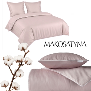 Pościel Pure z Makosatyny bawełnianej 140x200 Różowa Pudrowa Premium   