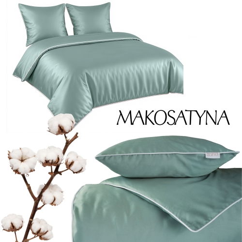 Pościel Pure z Makosatyny bawełnianej 160x200 Miętowa Premium 