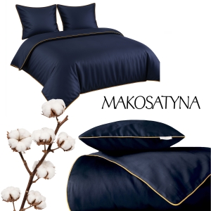 Pościel Pure z Makosatyny bawełnianej 160x200 Granatowa Premium  