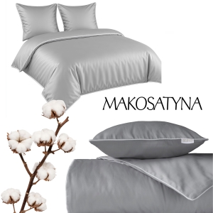 Pościel Pure z Makosatyny bawełnianej 180x200 Jasna Szara Premium