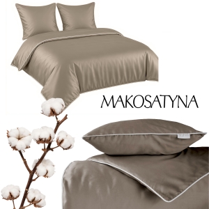 Pościel Pure z Makosatyny bawełnianej 220x200 C. Beżowa Taupe Premium  