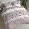 Pościel Flanelowa 160x200 Geometryczna beżowa z różem