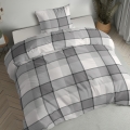 Pościel Flanelowa 140x200 Kratka szara / popielata z oliwką