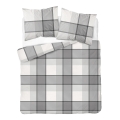 Pościel Flanelowa 220x200 Kratka szara / popielata z oliwką