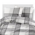 Pościel Flanelowa 220x200 Kratka szara / popielata z oliwką