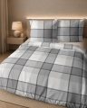 Pościel Flanelowa 220x200 Kratka szara / popielata z oliwką