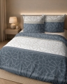 Pościel Flanelowa 160x200 Ornament kwiatowy Granatowa z beżem