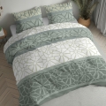 Pościel Flanelowa 160x200 Ornament kwiatowy Zielona z oliwką