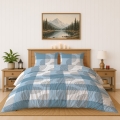 Pościel Flanelowa 160x200 Geometryczna błękitna