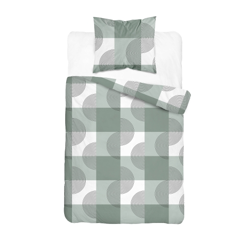 Pościel Flanelowa 140x200 Geometryczna zielona