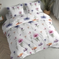 Pościel Flanelowa 220x200 Kwiaty kolorowe na jasnym tle 