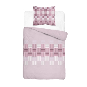 Pościel Flanelowa 140x200 Geometryczna Różowa