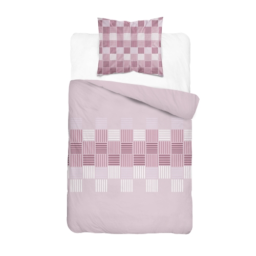 Pościel Flanelowa 140x200 Geometryczna Różowa