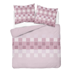 Pościel Flanelowa 160x200 Geometryczna Różowa