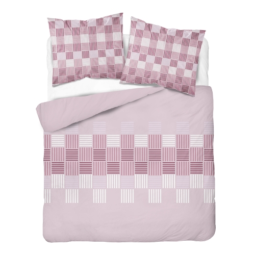 Pościel Flanelowa 160x200 Geometryczna Różowa