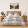 Pościel Flanelowa 160x200 Krata Beżowa