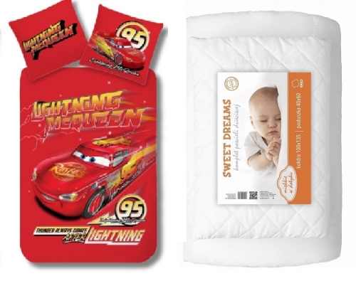 Komplet do łóżeczka 100x135 Kołdra + Pościel Dziecięca Cars Zygzak McQUEEN 