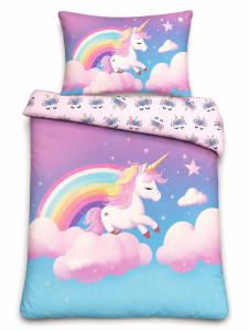 Pościel młodzieżowa 140x200 Jednorożec Różowy Unicorn