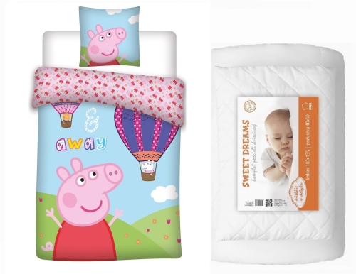 Komplet do łóżeczka 100x135 Kołdra + Pościel Peppa Świnka Bajka