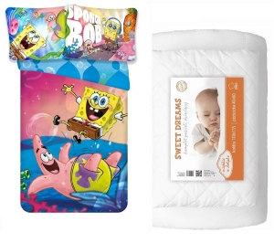 Komplet do łóżeczka 100x135 Kołdra + Pościel Sponge Bob Dziecięcy 