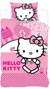 Pościel Bawełniana 140x200 Hello Kitty Kotki 